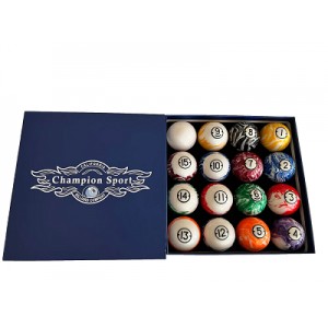 CHAMPION MARBLE POOL BALLS SET ( BLACK RIMMED MARBLE) COMPLETE 16 BALL SET